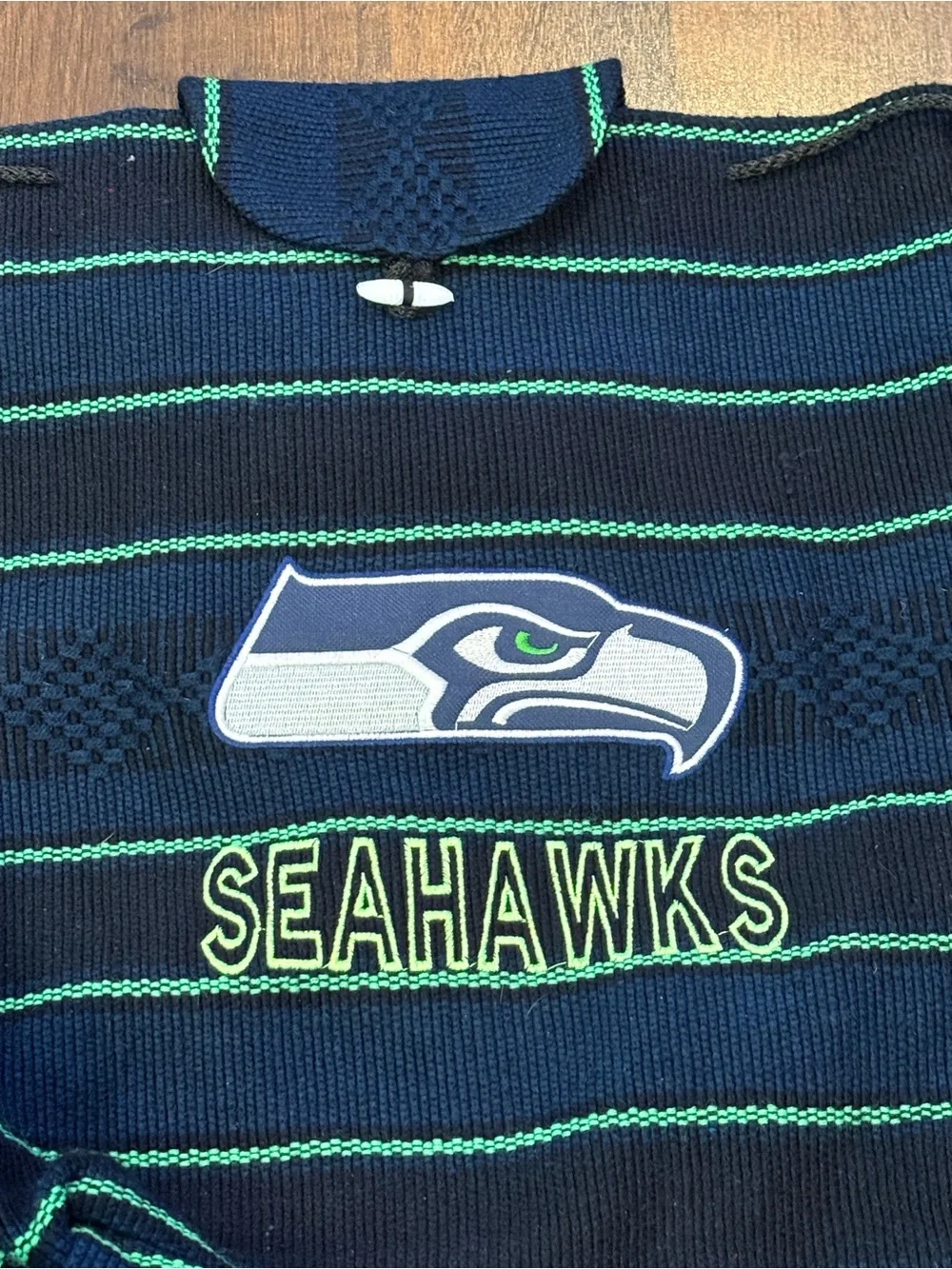 Seattle Seahawks Baja Woven Drawstring Backpack Mexican Style Knapsack
